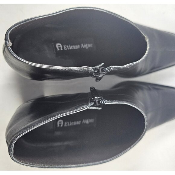 Vintage Elienne Aigner Women’s Black Leather Ankle Booties Size 7.5 - Picture 7 of 12